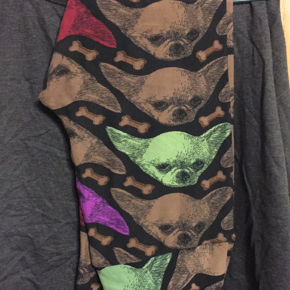LuLaRoe leggings with dog.